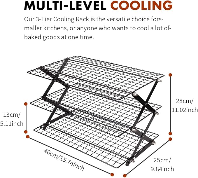ShellKingdom 3 Tier Collapsible Cooling Rack, Outdoor Camping Picnic Shelf | Wire Cooling Rack for Baking, Cookies, Cake, Roasting, Grilling, Drying Rack