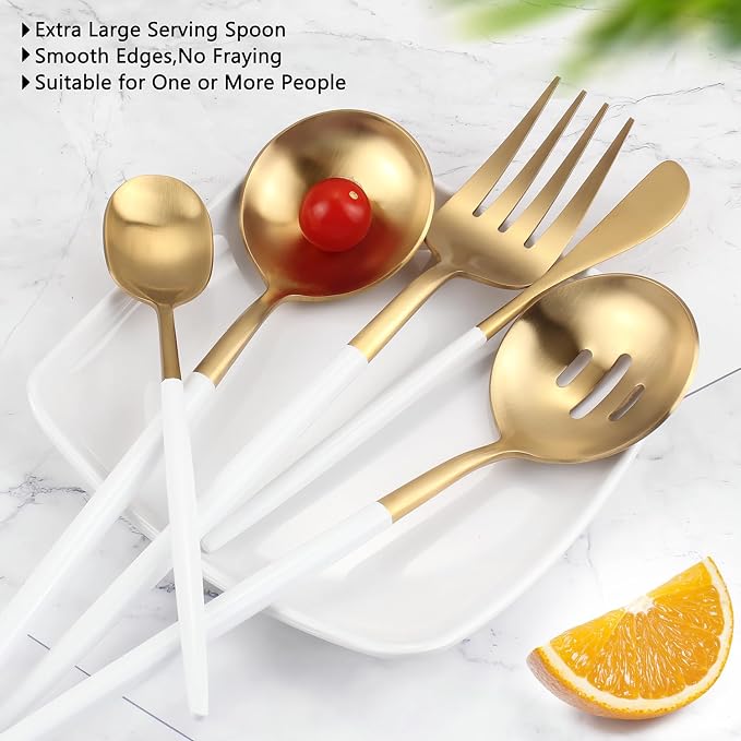 Whitegold Serving Utensils Set, 5pc Stainless Steel Serving Spoons | Serving Spoon,10.3’’,Utensils set for Parties,Buffet Serving Utensils,for Party Banquet,Heavy Duty Flatware,Dishwasher Safe
