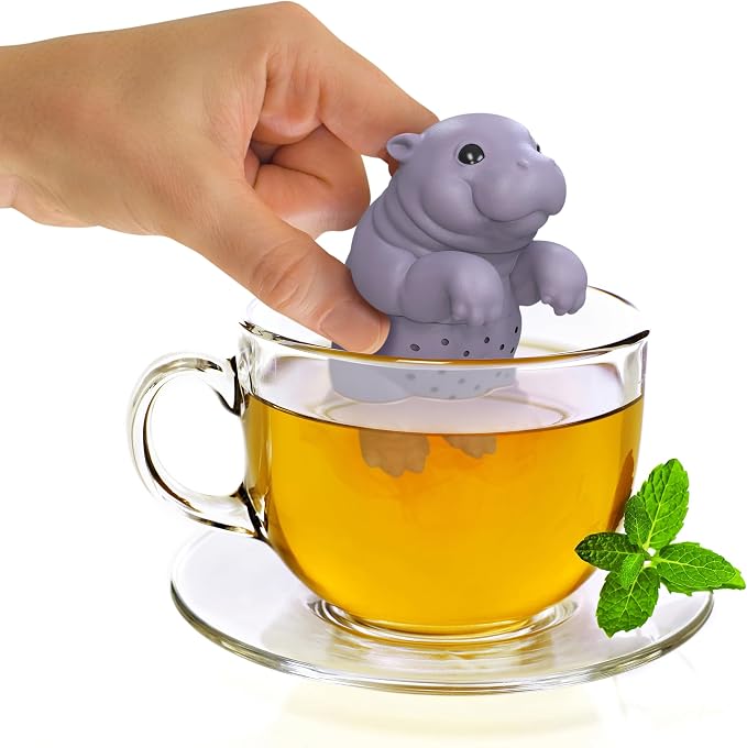 Genuine Fred SIP'OPOTAMUS Baby Hippo Tea Infuser – Moo Deng Inspired Design - Loose Leaf Tea Strainer - BPA-Free Silicone - Dishwasher Safe - Cute and Functional Gift
