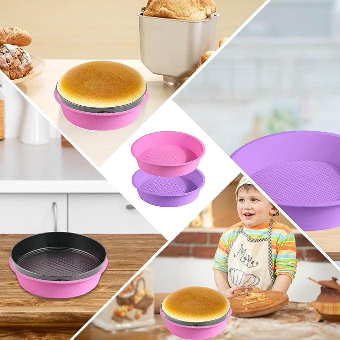 4Pcs Cheesecake Water Bath Pan, Cheesecake Pan Protector Silicone Springform Pan Protector with Cake Release Spatula for 9,9.5,7,8 Inch Round Springform Cake Baking Accessories