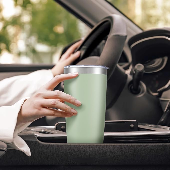 20 oz Tumbler with Lid Stainless Steel Insulated Tumblers Bulk Cups Mug | Double Wall Vacuum, Powder Coated, Keep Drinks Cold and Hot, Waterproof Lid, Fit of Car Cup Holders, Sagebrush Green, 12 Pack