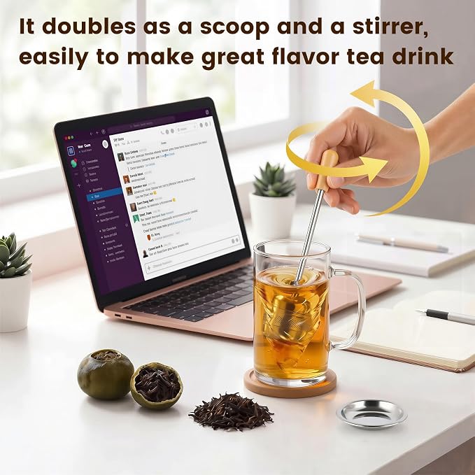 ZPUFAW 2Packs of Tea Infuser for Loose Leaf Tea, Long Handle 18/8 Stainless Steel Tea Scoop Infuser Fine Mesh Tea Strainers Tea Steeper