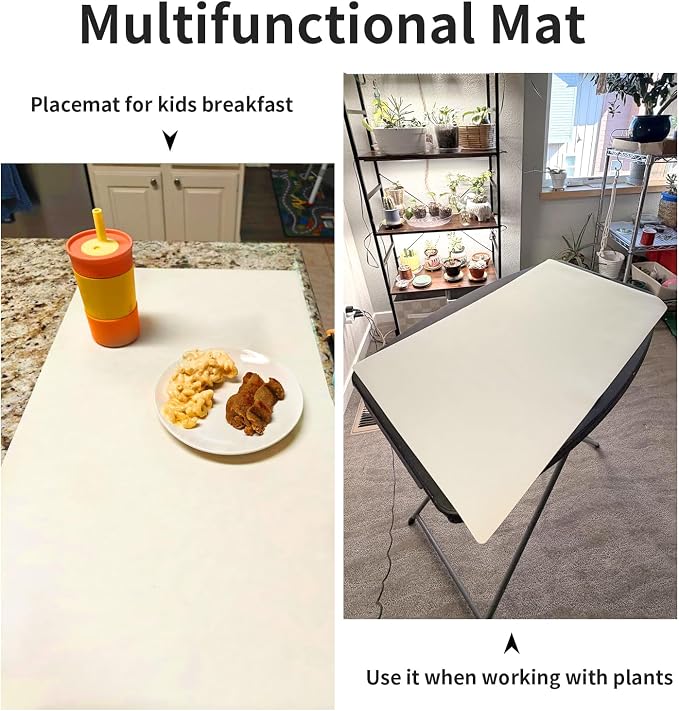 Extra Large Placemat, Food-Grade Flexible Silicone Mat Kids Non-Slip Dinner Placemat Waterproof Heat Insulation Countertop Protector Silicone Pastry Rolling Dough Mats 27.6 x 16''Beige