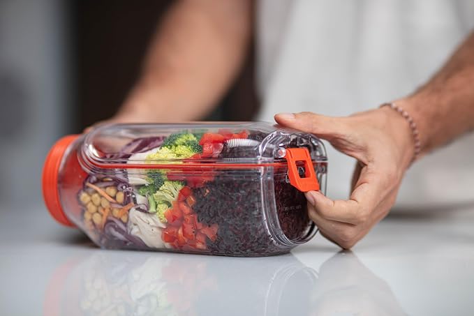 Prepara Classic Harvest Pod 6 Cups, Orange | Leakproof Meal Salad Jar On The Go