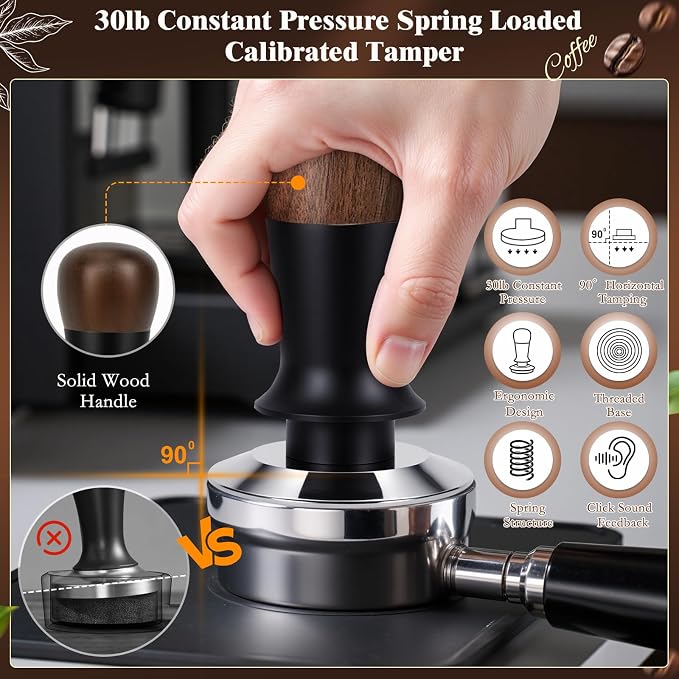 8 PCS Espresso Accessories Kit, 58mm Espresso Tamper Kit Coffee Tamper Set with Coffee Distributor, Espresso Tamping Station, Espresso WDT Stirrer,Dosing Funnel, Fits Breville 58 mm Portafilter
