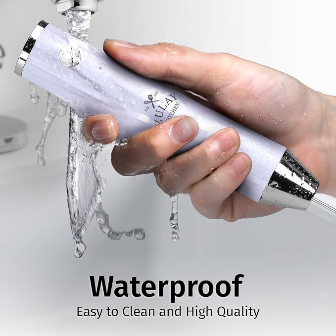 Zulay Kitchen Rechargeable Milk Frother Handheld - Frother Wand, Drink Mixer, Electric Whisk Frother, for Cappuccinos, Matcha & Protein Powder - Lux Double Whisk 2 Speed Waterproof 2000mAh Marble