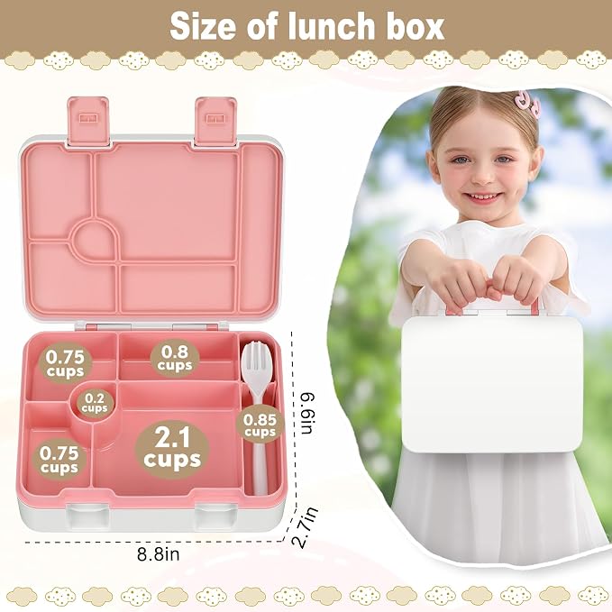 JOOPETALK Chill Bento Lunch Box for Kids Adult with Ice Pack,6-Compartment Reusable Leak-proof Lunch Container for Girls Boys to School,Keep Food Cold&Fresh,Dishwasher & Freezer Safe