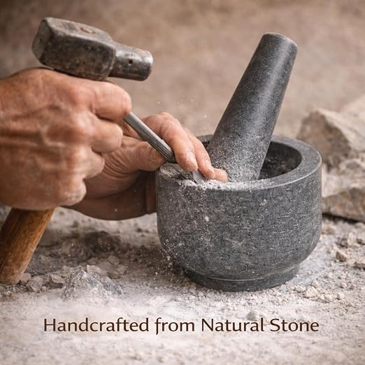 Marble Stone Mortar and Pestle, Grey | 3.75"X2.75" Mortar, 5"X1.5" Pestle, Grind Spices & Powder Pesto, Mash Herbs & Crush Pills, Regular Size