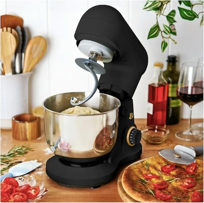 3.5 Qt Stand Mixer, with Flat Beater, Dough Hook, Whisk (Black)