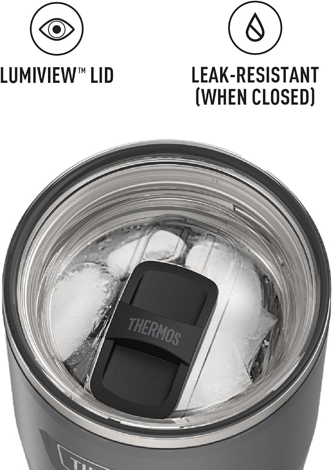 THERMOS ICON SERIES Stainless Steel Cold Tumbler with Slide Lock, 24 Ounce, Granite