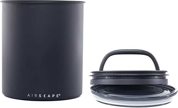 AirScape by Planetary Design | 2.2 lbs Coffee Storage | Matte Black | Plunger Lid Removes Excess Oxygen - DON'T buy airtight, BUY AIR-LESS - Holds 2.2 lbs Coffee Beans - (Matte Black)