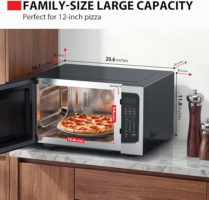 TOSHIBA 4-in-1 Microwave Oven with Air Fryer Combo, 1.5 Cu.Ft, 1000W | Smart Sensor, Convection, Mute Function, Position Memory Turntable, Countertop Use, Silver