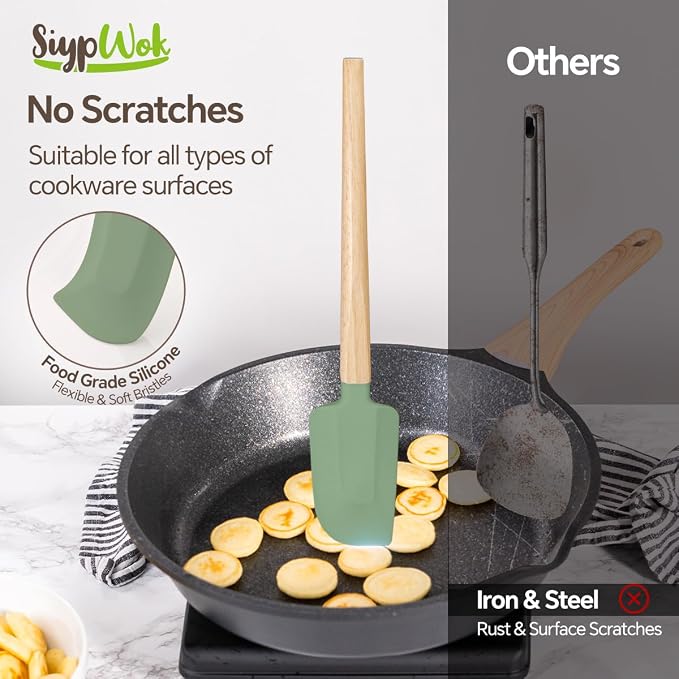 Silicone Spatula Set, Food Grade Rubber Spatula-4 Piece Nonstick Rubber Spatulas, Spoonula, Jar Scraper for Cooking, Baking, Mixing, Frosting - Heat Resistant Up to 600°F (4 Pcs Spatula Colorful)