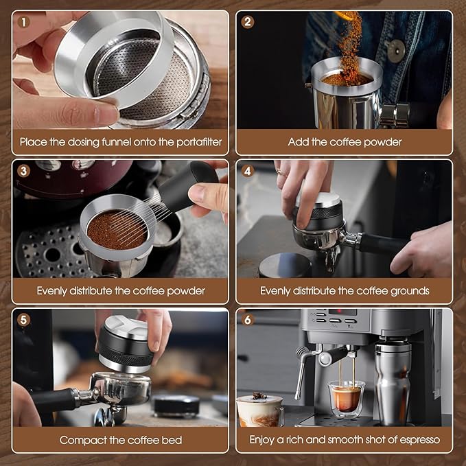 Reoszeank 58mm Espresso Accessories Kit, Distributor, Tamper, WDT, Funnel | Coffee Leveler, Espresso Distribution Tool, Dosing Funnel Set, fits 58 mm Espresso Machines and Portafilters