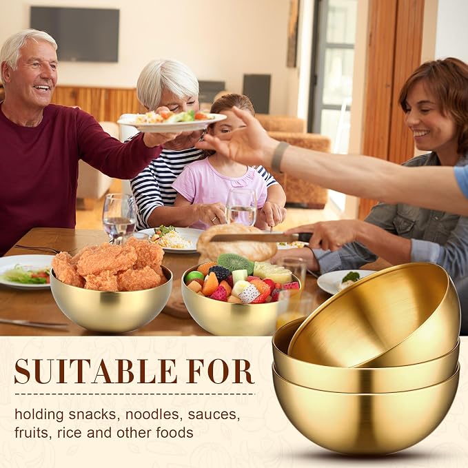 Nuogo 10 Pcs 9.8 Inch Gold Bowls Stainless Steel Esthetician Facial Bowls | Multi-use for Spa Facials Baking Serving, Christmas Wedding Decor, Professional Mixing Prep, Salad Fruit Candy Display Bowls