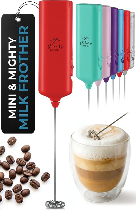 Mini & Mighty Milk Frother Wand – Powerful Handheld Coffee Frother, Battery Operated Drink Mixer – Compact Pocket Size – Detachable Whisk for Latte, Cappuccino, Matcha, Hot Chocolate