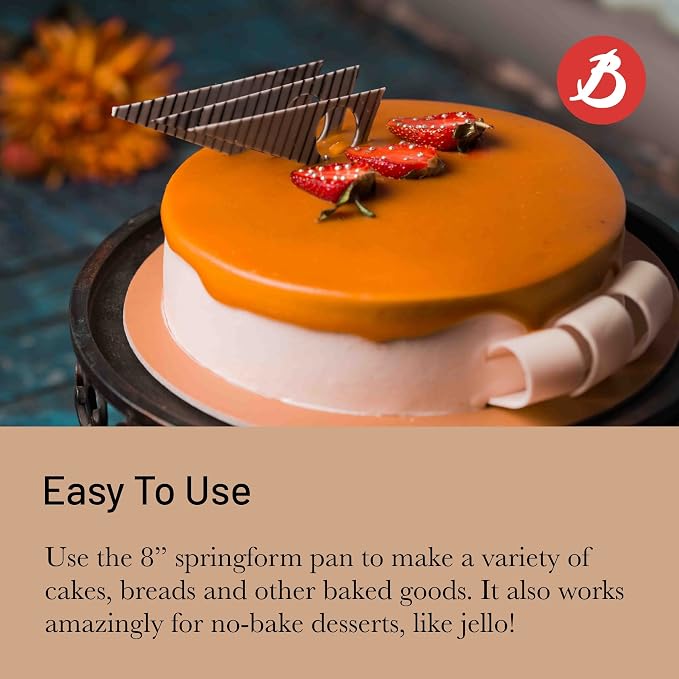 de Buyer Springform Baking Mold - 8” - Perfect for Cakes, Bread & Other Baked Goods - Easy to Use & Clean - Naturally Non-Stick Finish