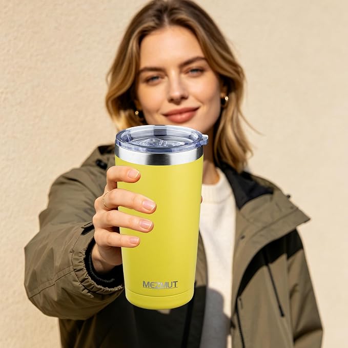 MEZMUT 20oz Insulated Tumbler Cup Travel Coffee Mug with Lid(Mixed1,4 Pack) | 18/8 Stainless Steel Double Wall Vacuum Spill Proof Metal Tumbler Bulk with Lid and Straw, Hot or Iced Coffee Cup