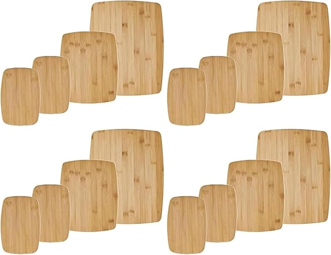 Farberware 4-Piece Bamboo Cutting Board Set - Reversible Boards for Chopping, Slicing, Charcuterie and Meal Prep - Kitchen Essential, Housewarming or Back-to-School Gift (Pack of 4)
