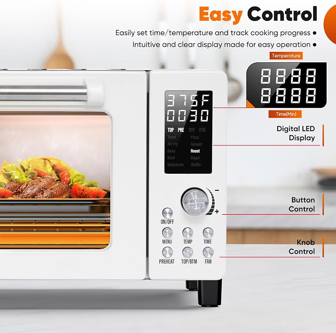 Nuwave Bravo Pro Convection Air Fryer Toaster Oven Combo | 2026 New Improved,10-in-1, 50°-450°F Control, Quick Even Crisp Tech, 21Qt, PFAS Free, Cream