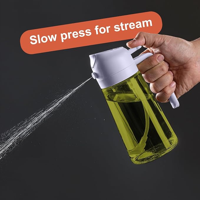 CXINYI - 16oz/470ml Olive Oil Dispenser for Kitchen with Stickers - 2 in 1 Olive Oil Sprayer for Cooking, Air Fryer, and Salad, Black&Purple (Light-Proof Kitchen Gadget)