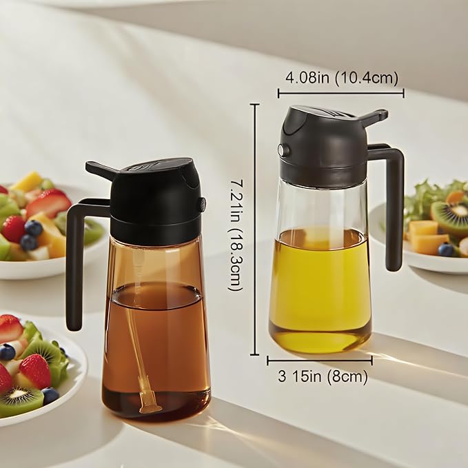 16oz/470ml Glass Olive Oil Sprayer for Cooking | 2 in 1 Oil Dispenser for Kitchen Spray and Pour, Premium Oil Bottle, Food-Grade Spray Bottle, for Salad, Air Fryer, BBQ