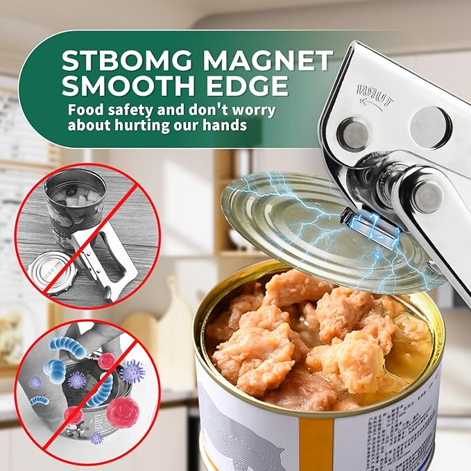 Commercial Can Opener Manual Heavy Duty for Seniors for Kitchen | Stainless Steel Hand Crank Can Opener Smooth Edge Can Opener for Restaurant for Big Cans for Arthritics