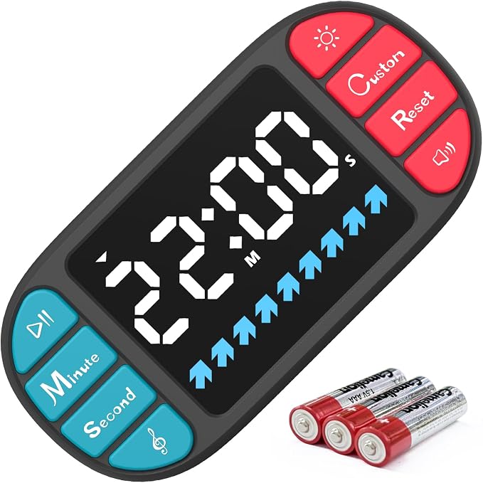 Digital Kitchen Visual Timer: 3.6'' Large LED Display, Magnetic, 3 Brightness, 4 Alarms and Volume, Memory Function, Countdown Count up for Cooking, Classroom, Home Gym, AAA Battery Included