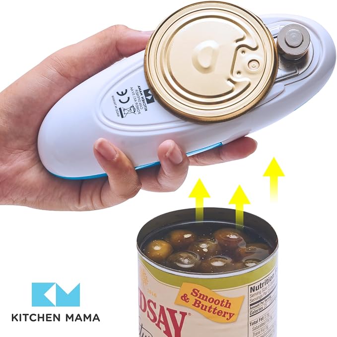 Kitchen Mama Auto Electric Can Opener, Sky Blue | Automatic, Hands Free, Smooth Edge, Food-Safe, Battery Operated