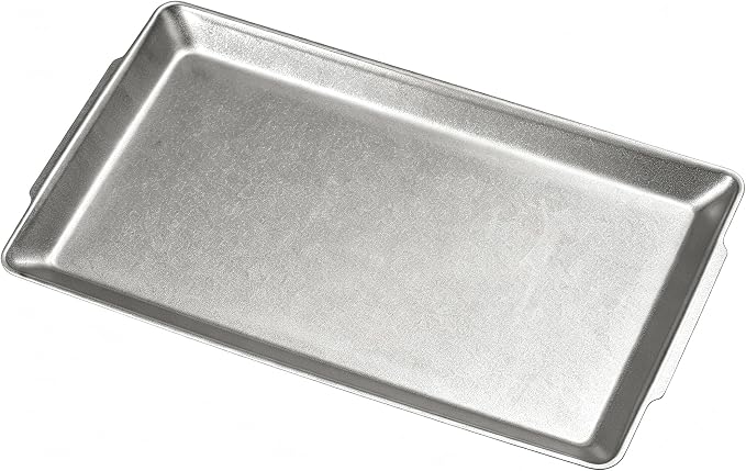 15.8" x 9.5" Large Serving Trays Vintage Style Stainless Steel Heavy-Duty Large Serving Platters, Silver Rectangular Plates for Food Fruit Party Wedding Christmas Chip and Scratch Resistant