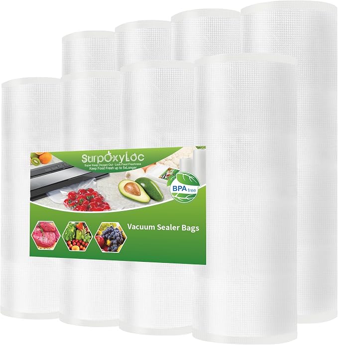 8Pack Vacuum Sealer Rolls 8"&11"x20' BPA Free Sous Vide Bags