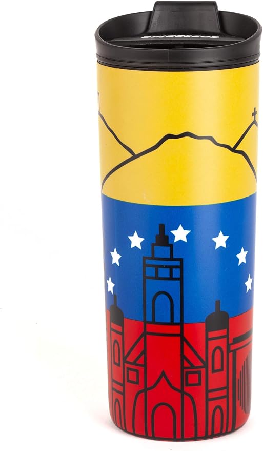 Venezuela Vacuum Insulated Stainless Steel Thermal Travel Mug, 16 oz, Easy Clean, Flip leak Proof Lid Venezuelan Flag