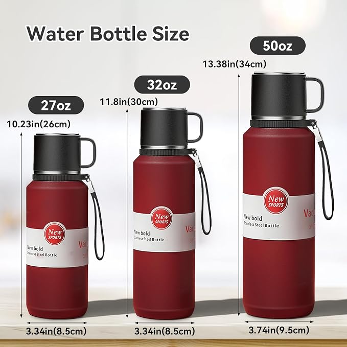 Stainless Steel Insulated Tea Infuser Bottle, Vacuum Insulated Water Bottle, Tea Tumbler with Separate Tea Compartment, 24-Hrs Insulation Commute Travel (Red,32oz/1000ml)