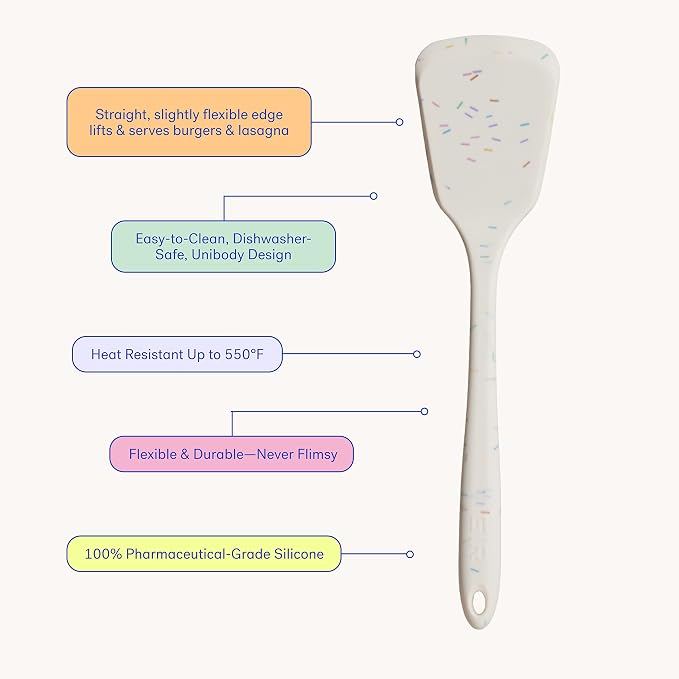 GIR: Get It Right Silicone Kitchen Spatula Turner - Non-Toxic Cooking Utensils for Nonstick Cookware, Cooking and Baking, Ultimate Turner - 13IN - Sprinkles