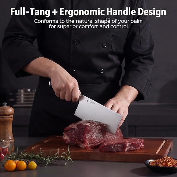 PAUDIN Cleaver Knife 7 Inch, Razor Sharp Chinese Chef Knife Dishwasher Safe, German High Carbon Steel Vegetable Cleaver with G10 Handle, Meat Slicing Slicer, Daily Meal Prep for Home and Restaurant