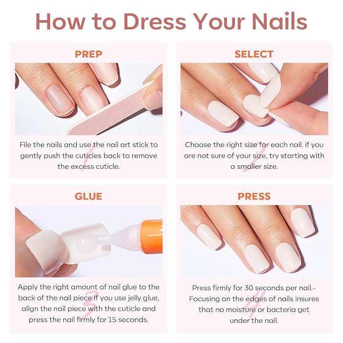 modelones Black French Tip Press On Nails, Short Oval Fake Nails Press Ons | with Nail Glue, Adhesive Tabs, Nail File, Prep Pad, Manicure Stick, 32Pcs 16 Sizes, Women Girl Gift