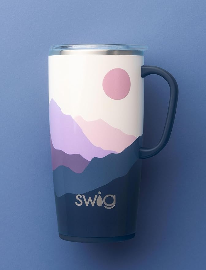 Swig Life 22oz Insulated Travel Mug with Handle & Lid, Moon Shine | Triple Insulated Stainless Steel - Handle & Lid Included - Keeps Coffee Hot or Cold - Cup Holder Friendly