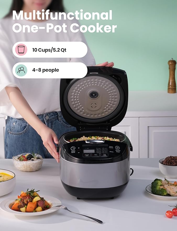 COMFEE' Japanese Style Rice Cooker with Fuzzy Logic, 10-Cups Uncooked Rice