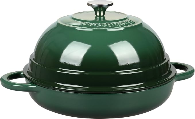 Cast Iron Enameled Dutch Oven Pot with Lid for Bread Baking, Bread Oven, 6 Quart, Dark Green