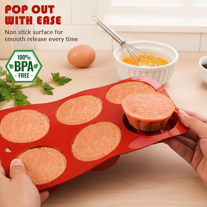 HKNMTT 2Pcs Mini Fluted Cake Pans 6-Cavity Non Stick Buntz Pan BPA Free | Food-Grade Silicone, Oven Safe, Easy Release, for Baking Cakes, Jelly, Brownie