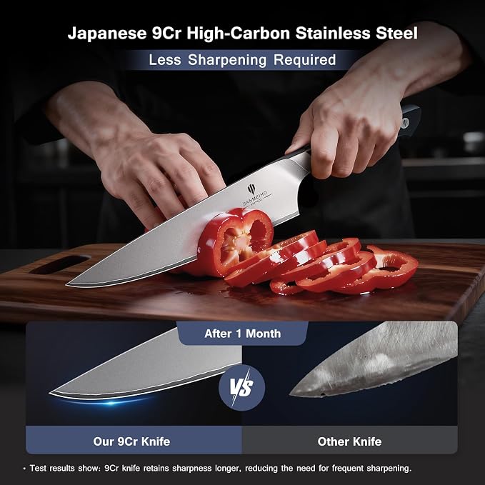 10 PCS Japanese Kitchen Knife Set, Dishwasher Safe | 5 Layers High Carbon 9Cr18Mov Stainless Steel, Ultra-Sharp Professional Chef Cooking Knife with Knife Sheath
