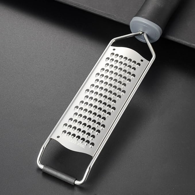 Cheese Grater Hand Held Parmesan Cheese Shaver Food Shredder Tool Stainless Steel with Non Slip Rubber Foot(Larger shaver,Black)