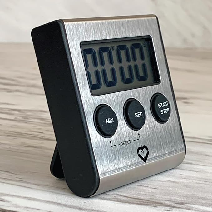 Premium Stainless Steel Digital Kitchen Timer – Ultra-Strong Magnetic Back, Fold-Out Desk Stand, Effortless One-Touch Setup, Extra-Loud Alarm, Oversized Display, Auto Memory, Auto Shut-Off (1)