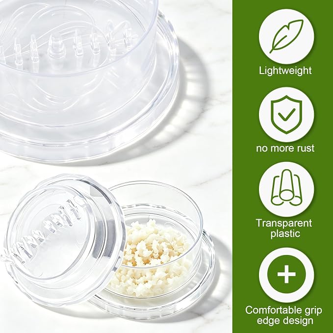 2PCS Clear Manual Garlic Twister | Multi-Functional Garlic Press Tool, For Garlic, Onion, Ginger, Herbs, Nuts