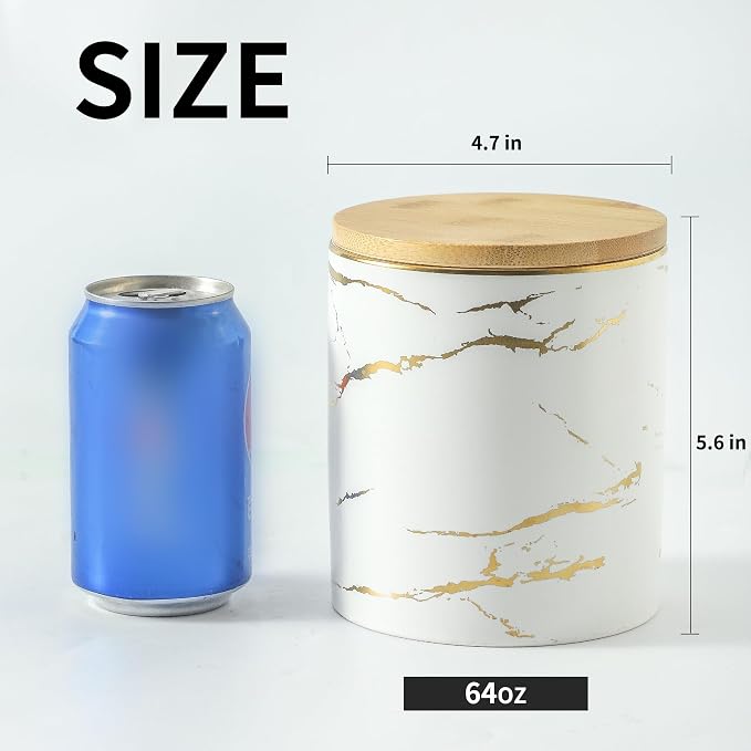 Food Storage Jar Strong Ceramic Storage Canisters with Airtight Seal Bamboo Lid Modern Design Seal Damp-Proof Kitchen Jar for Coffee, Tea,coffee
