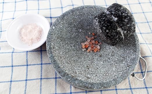 Small Size 6in/15cm Granite Grinder Mortar and Pestle Set Stone Plate Set for Spice and Salt on Camping Primitive Lava Dish