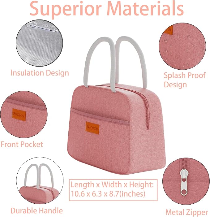 JBGOYON Leakproof Bento Box & Insulated Lunch Bag Set, lunch box for women | 6-hour thermal retention, includes nested knife fork spoon, 2 reusable snack pouches, designed for adults and kids