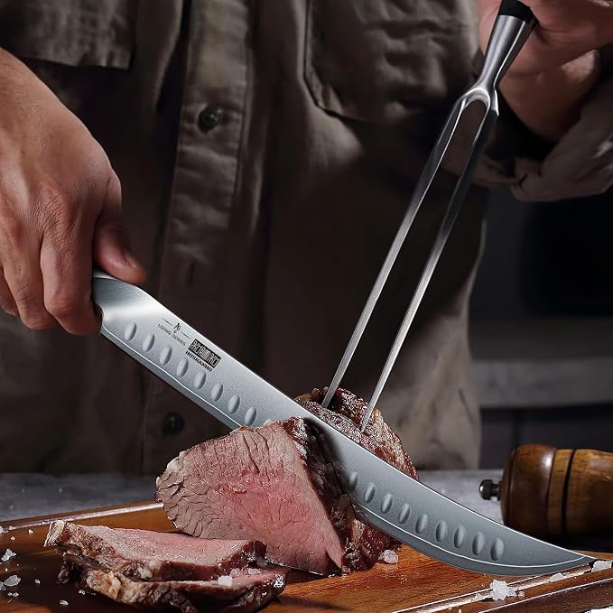 HOSHANHO Carving Slicing Knife, 12 Inch Razor Sharp Japanese Brisket Knife | Japanese High Carbon Steel Curved Butcher Breaking Knives with Ergonomic Handle, Professional Butcher Knife for Meat Cutting