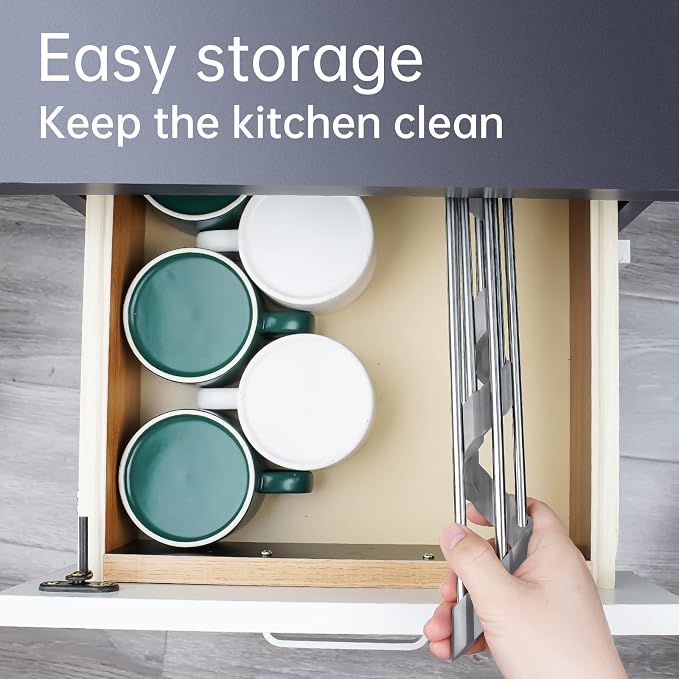 Tomorotec Triangle Roll-Up Dish Drying Rack for Sink Corner Small Foldable Stainless Steel Over The Sink Multipurpose Kitchen Drainer Caddy Organizer Storage Space Saver Shelf Holder (Gray) | BPA-Free Food-Grade Silicone Edges Foldable Waterproof Rustp...