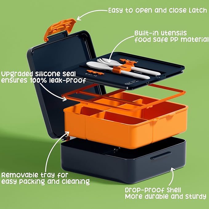 Fimibuke Kids Bento Snack Lunch Box with 4 Compartment, Insulated Lunch Bag, Stainless Steel Vacuum Thermo Food Jar, Ice Pack, Utensils Set, Birthday Gifts for Age 3-12 Back to School Toddler Girl Boy | Lunch Box Kids with 4 Compartment, Food Jar, Ice ...